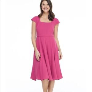 Gal Meets Glam Collection Regina Swing Dress Women's 2 Pink Fit & Flare Pockets